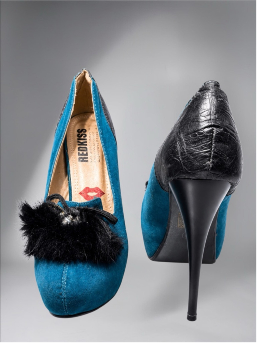 RedKiss Teal Blue Suede Rhinestone Platform Stiletto Heels – Women’s Size 7.5 - Picture 8 of 11